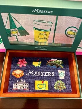2026 Masters Augusta National Berckmans Needlepoint Wood Base Valet Tray NEW